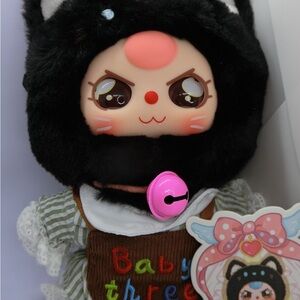 Baby Three Kitten Ward With Special Eyes Adorable Plush Doll with Black Hat